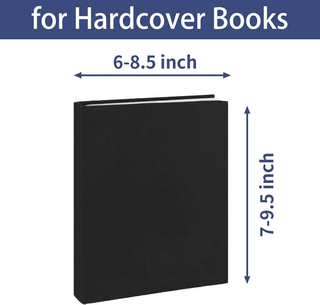 Black Book Covers 7 Pack, 6"x9" Stretchable Book Sox Suitable for Most Hardcover Books, Up to 8.5”X9.5”, Washable and Reusable Protective Cover for Textbooks