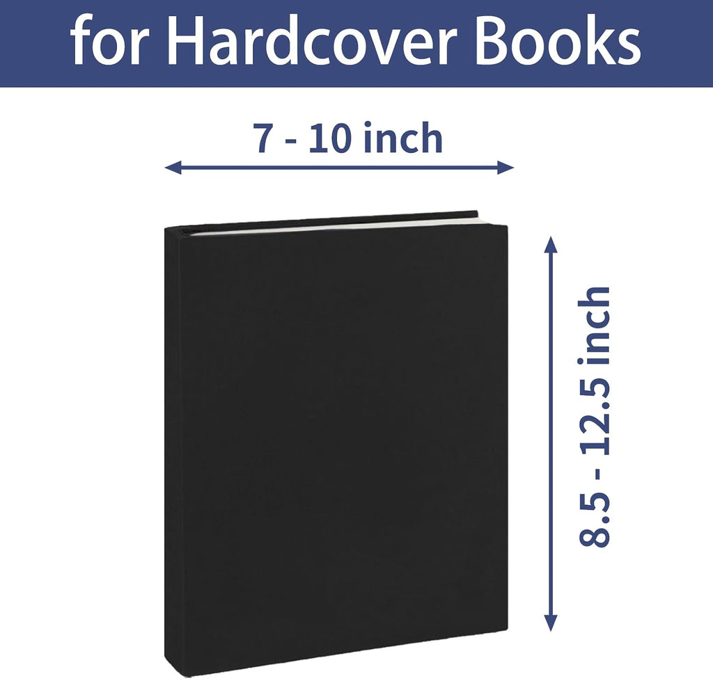 Black Book Covers 3 Pack, 9x11 Inch Jumbo Stretchable Book Sox for Most Hardcover Books, Up to 10”x12.5” Washable, Reusable Protective Covers for Textbooks