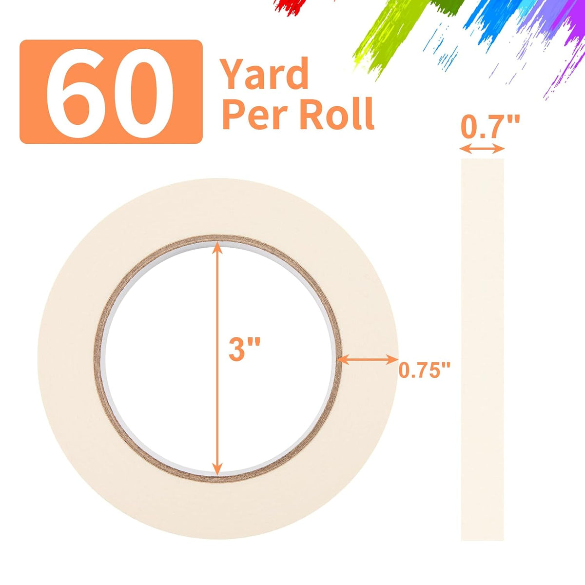 Painter Tape, White Masking Tape 0.7 Inch x 60 Yard, 1 Roll Paper Craft Supplies, Removable Wide Clear Tape for Wall, Classroom, Artist, DIY Painting Tools &amp; Home Improvement