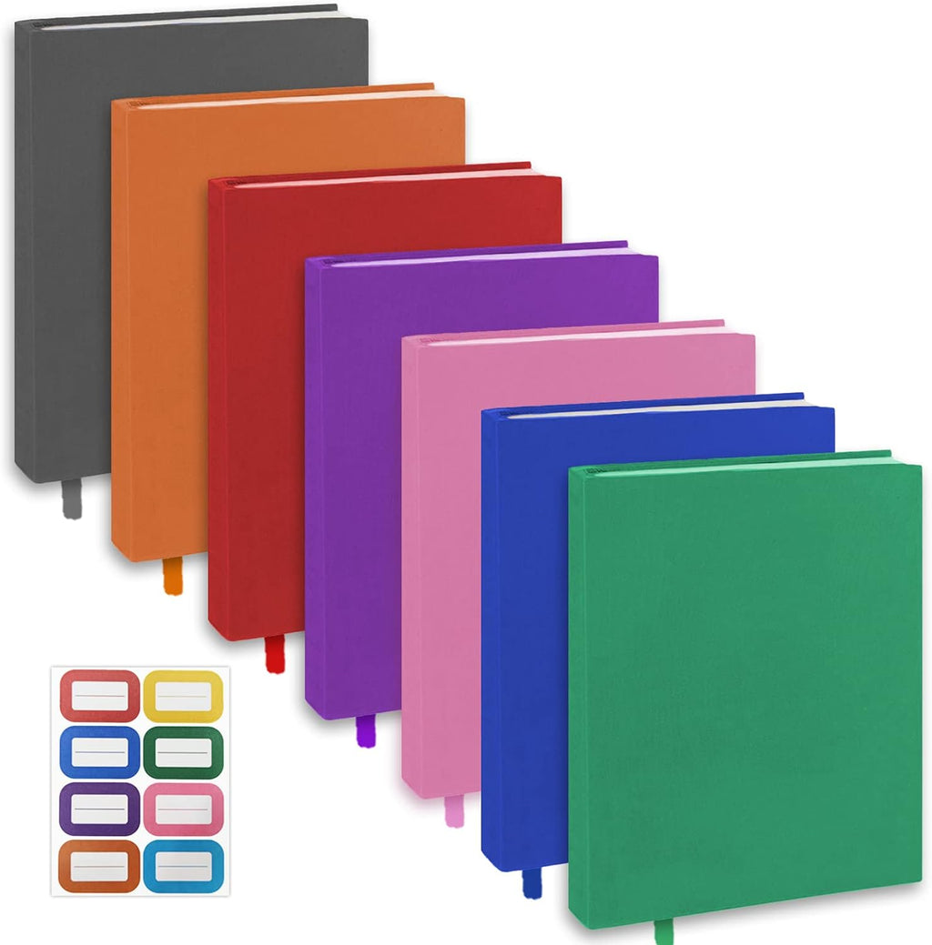 Jumbo Book Covers 7 Pack, 9x11 Inch Stretchable Book Sox Suitable for Most Hardcover Books, Up to 10 Inch x 12.5 Inch, Washable and Reusable Protective Textbook Covers with Label Sticker