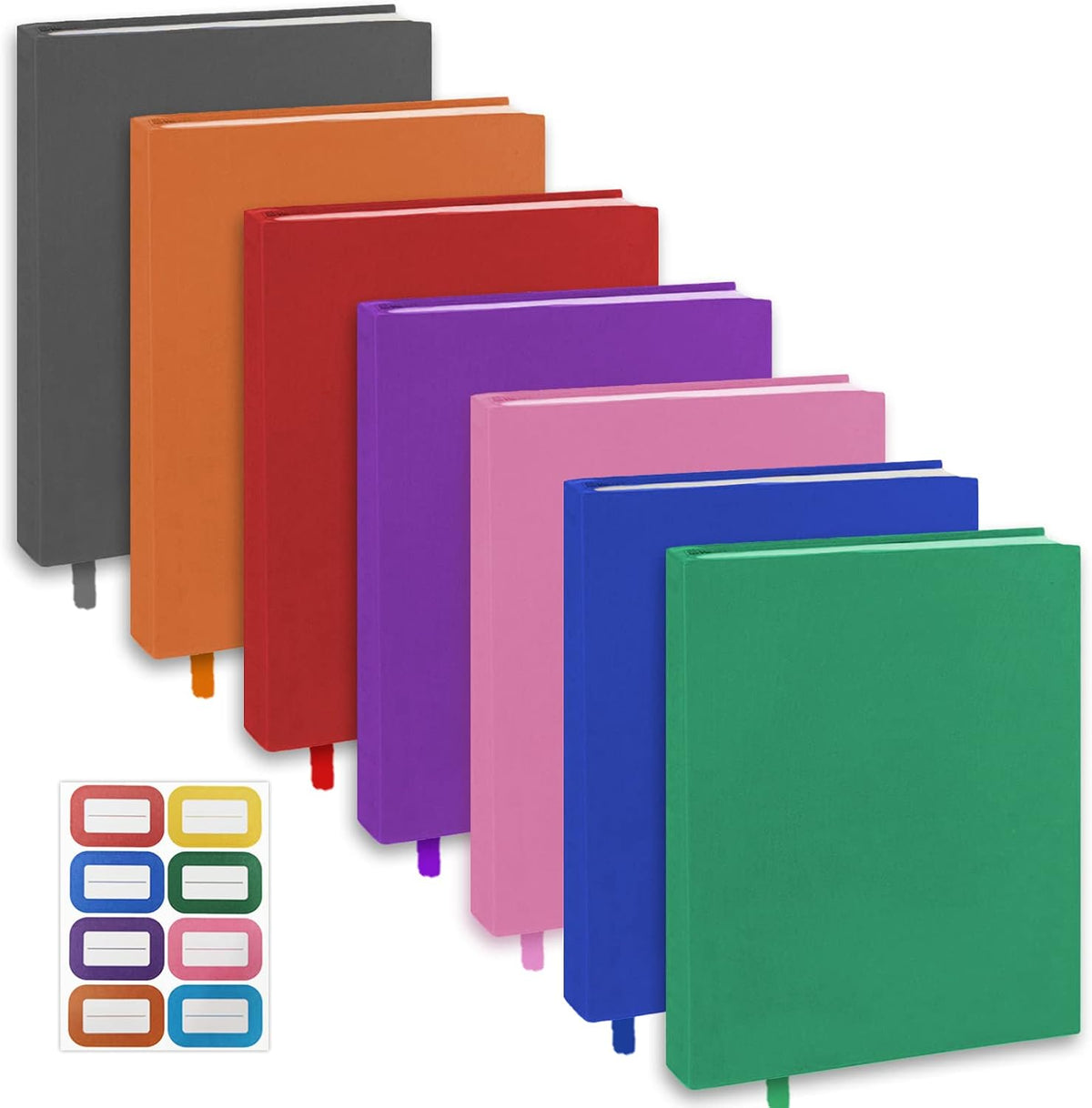 Jumbo Book Covers 7 Pack, 9x11 Inch Stretchable Book Sox Suitable for Most Hardcover Books, Up to 10 Inch x 12.5 Inch, Washable and Reusable Protective Textbook Covers with Label Sticker