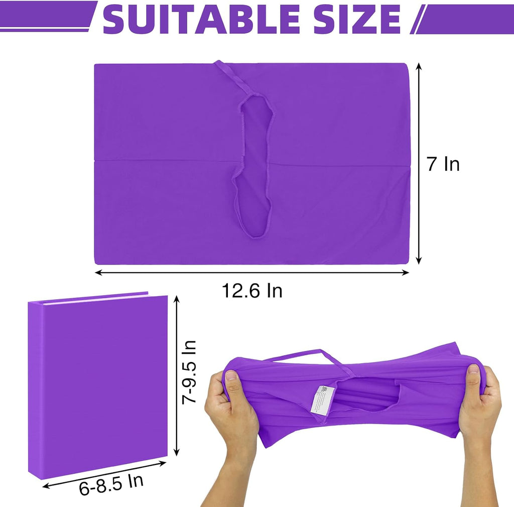 Purple Fabric Book Cover for Hardcover, 1 Pack, 6x9 Inch, Up to 8.5”x9.5”, Adjustable School Book Sleeve Protector for Teens, Stretchable Decorative Cloth Book Sox for Book Lovers