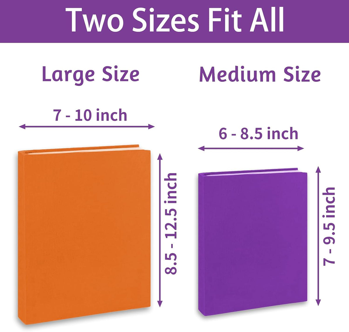 Colored Book Covers 7 Pack, 6x9 Inch Stretchable Book Sox Suitable for Most Hardcover Books, Up to 8.5 Inch x 9.5 Inch, Washable, Reusable Textbook Covers with Label Sticker