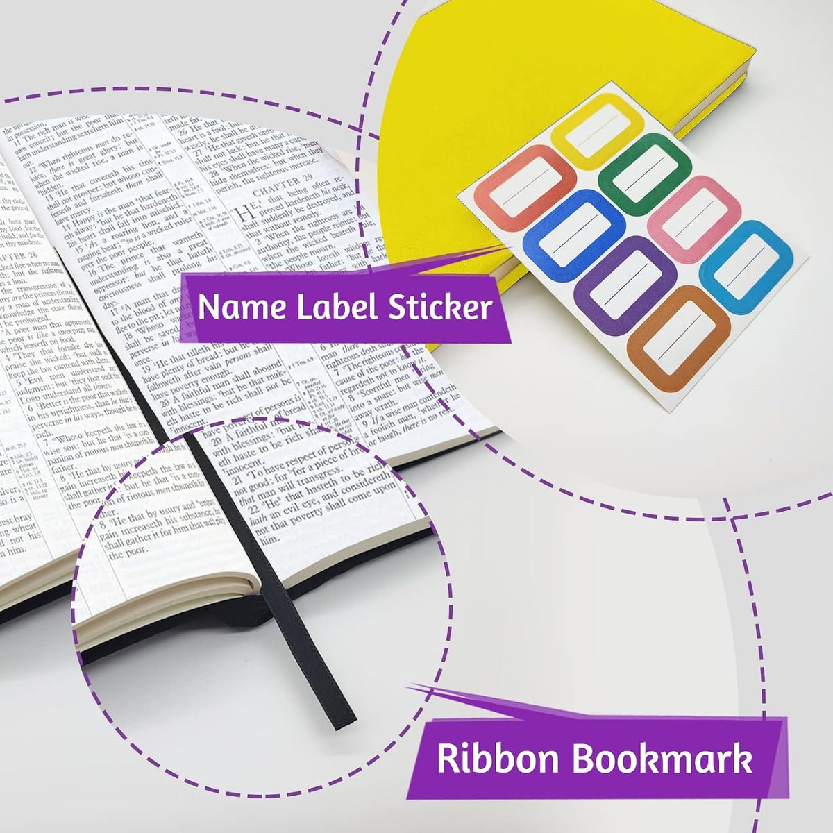 Colored Book Covers 7 Pack, 6x9 Inch Stretchable Book Sox Suitable for Most Hardcover Books, Up to 8.5 Inch x 9.5 Inch, Washable, Reusable Textbook Covers with Label Sticker
