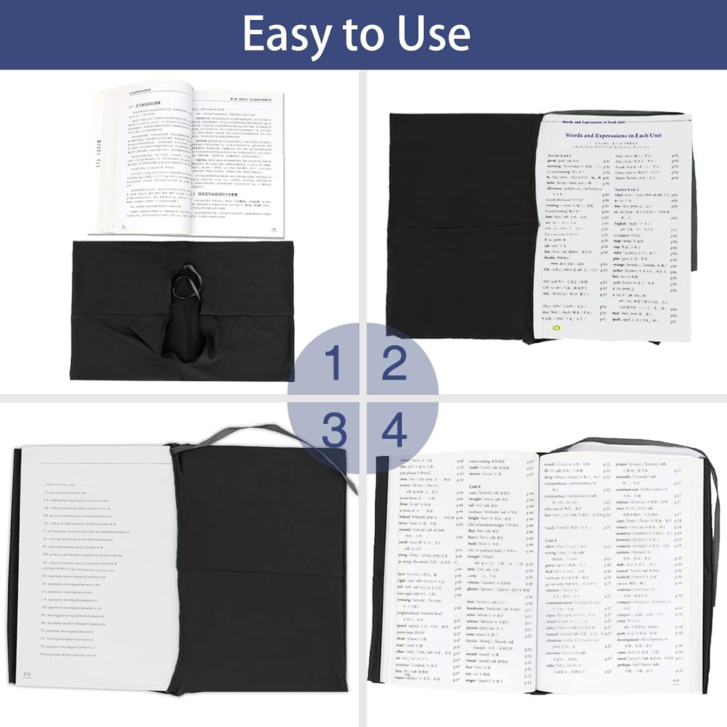Black Book Covers 3 Pack, 9x11 Inch Jumbo Stretchable Book Sox for Most Hardcover Books, Up to 10”x12.5” Washable, Reusable Protective Covers for Textbooks