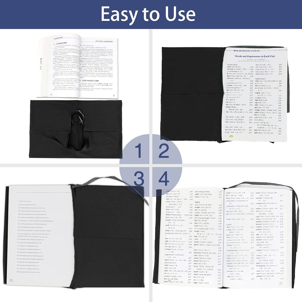 Black Book Covers 3 Pack, 9x11 Inch Jumbo Stretchable Book Sox for Most Hardcover Books, Up to 10”x12.5” Washable, Reusable Protective Covers for Textbooks