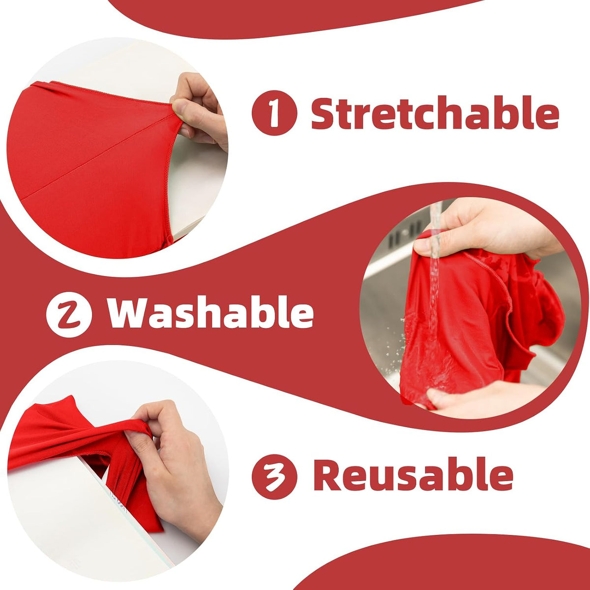 Red Fabric Book Cover for Hardcover, 1 Pack, 6x9 Inch, Up to 8.5”x9.5”, Adjustable School Book Sleeve Protector for Teens, Stretchable Decorative Cloth Book Sox for Book Lovers