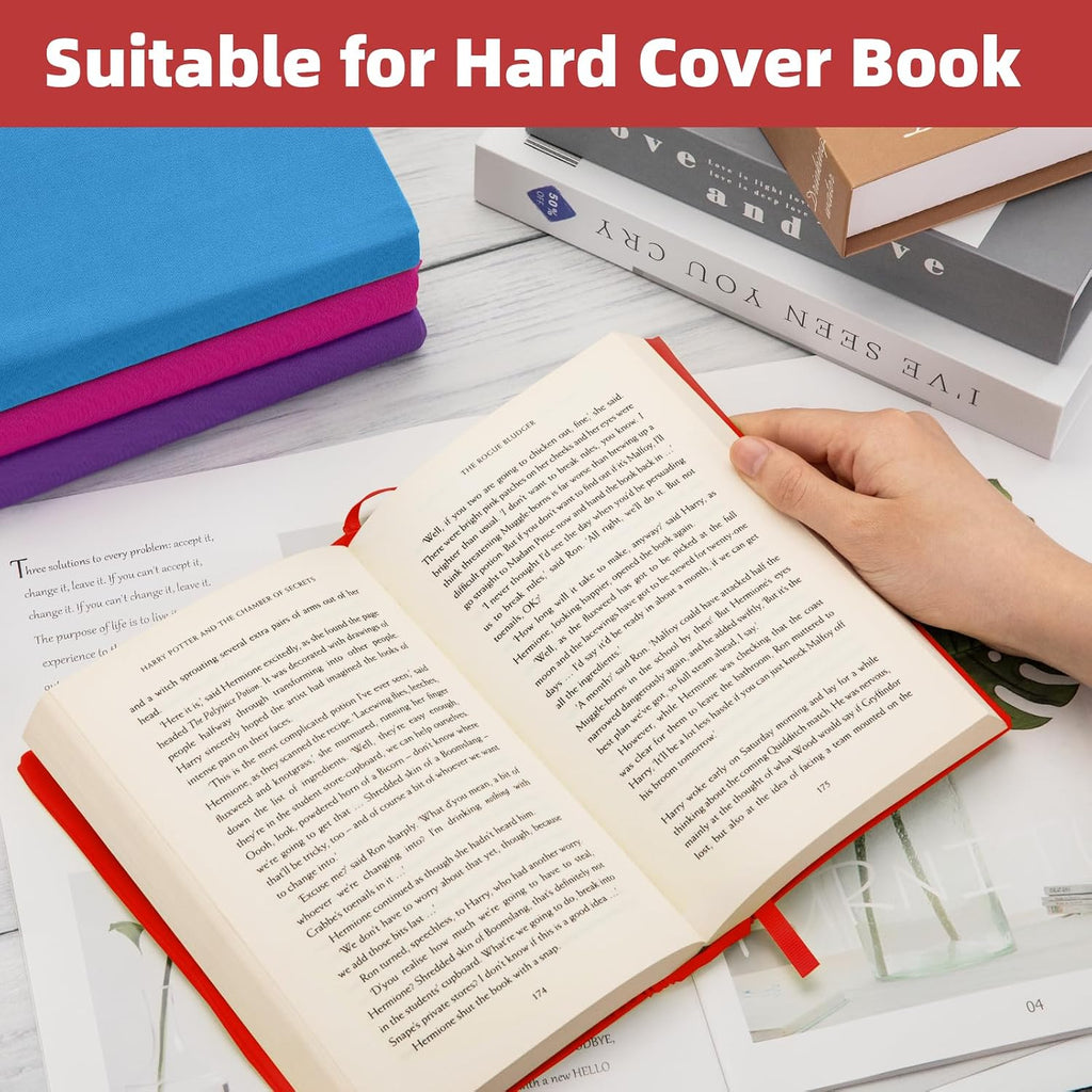 Red Fabric Book Cover for Hardcover, 1 Pack, 6x9 Inch, Up to 8.5”x9.5”, Adjustable School Book Sleeve Protector for Teens, Stretchable Decorative Cloth Book Sox for Book Lovers