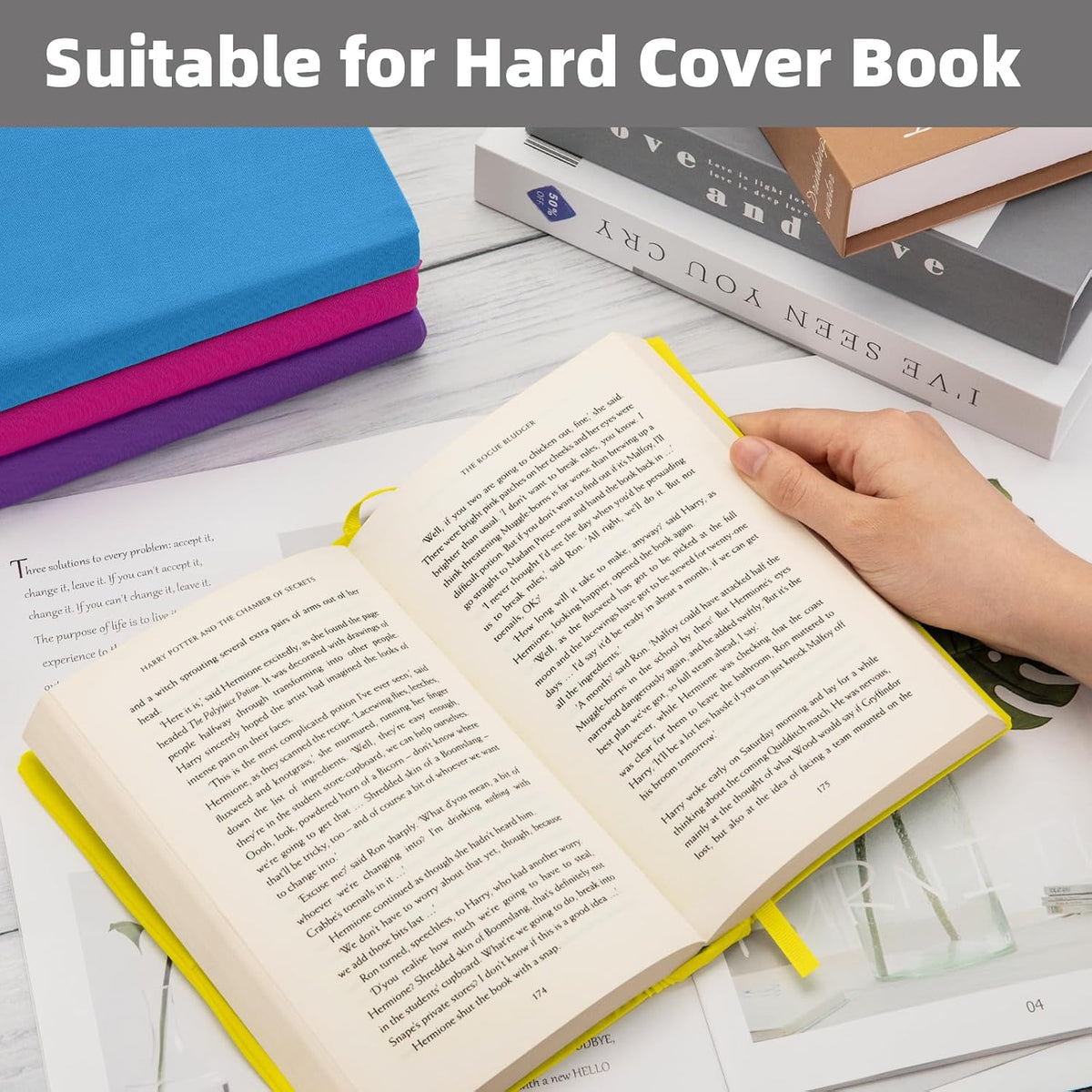 Big Yellow Fabric Book Cover for Hardcover, 9x11 Inch, 1 Pack, Up to 10”x12.5”, Adjustable School Book Sleeve Protector for Teens, Stretchable Decorative Cloth Book Sox for Book Lovers