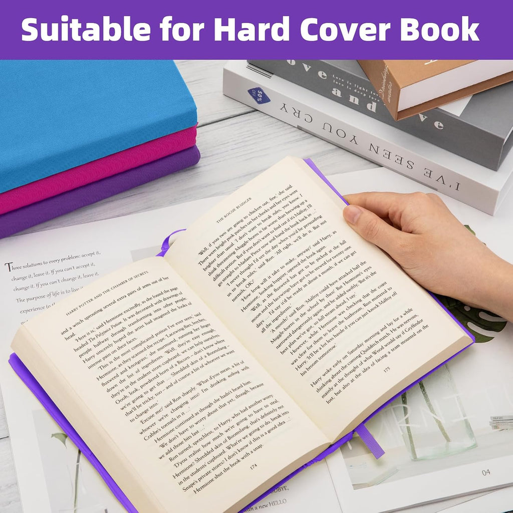 Purple Fabric Book Cover for Hardcover, 1 Pack, 6x9 Inch, Up to 8.5”x9.5”, Adjustable School Book Sleeve Protector for Teens, Stretchable Decorative Cloth Book Sox for Book Lovers